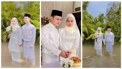 صورة فيديو.. إصرار على السعادة.. زفاف وسط الفيضان في ماليزيا