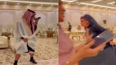 صورة فيديو.. الفنانة السعودية “شمس الأسطورة” تتحدى عريسها وترتدي فستان زفاف أسود