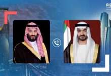صورة الأمير «محمد بن سلمان» ولي العهد السعودي يعزي حاكم أبوظبي في وفاة الشيخ خليفة