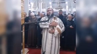 صورة فيديو لـ “قطة” على كتف الإمام في صلاة التراويح يثير الإعجاب