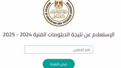 صورة نتيجة الدبلومات الفنية 2025.. الرابط الرسمي وخطوات الاستعلام