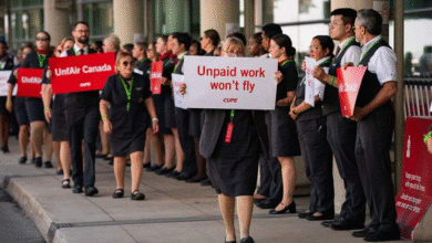 صورة إضراب مضيفي الطيران في “Air Canada”.. تعليق الرحلات وتوقف المفاوضات مع الاتحاد الكندي