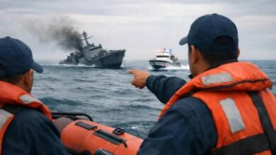 صورة غرق فرقاطة إيرانية قبالة سريلانكا.. إنقاذ بحّارة وإعلان أميركي عن تدمير 17 سفينة إيرانية