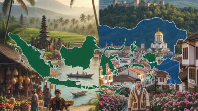 صورة مقارنة إندونيسيا وبلغاريا: خريطة لوجهتين متناقضتين في الاقتصاد والسياحة والثقافة